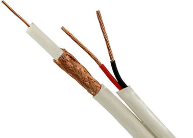 Câble carré coaxial de liaison de cuivre revêtu blanc des câbles RG59/U+2x0.75 millimètre de télévision en circuit fermé